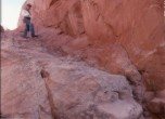 Hole-in-the-Rock crevice -- blasted out path, Lamont Crabtree Photo  